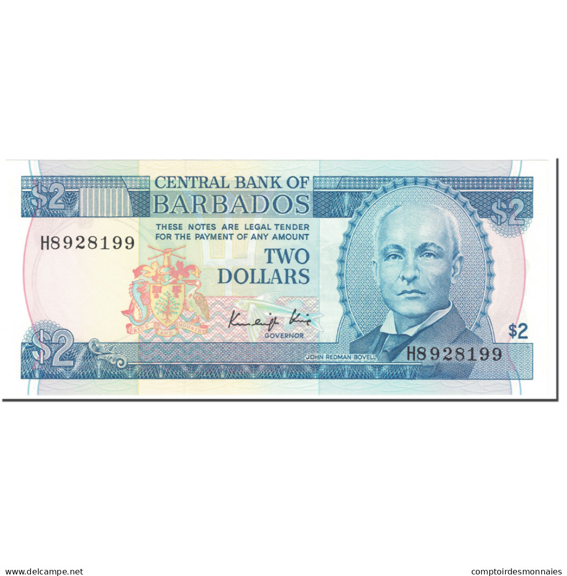 Billet, Barbados, 2 Dollars, 1986, Undated (1986), KM:36, NEUF - Barbados (Barbuda)