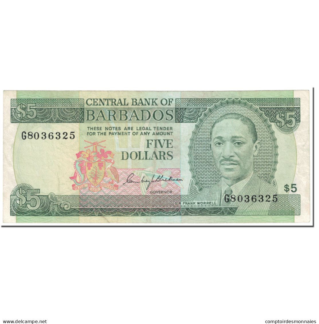 Billet, Barbados, 5 Dollars, 1975, Undated (1975), KM:32a, TTB+ - Barbades