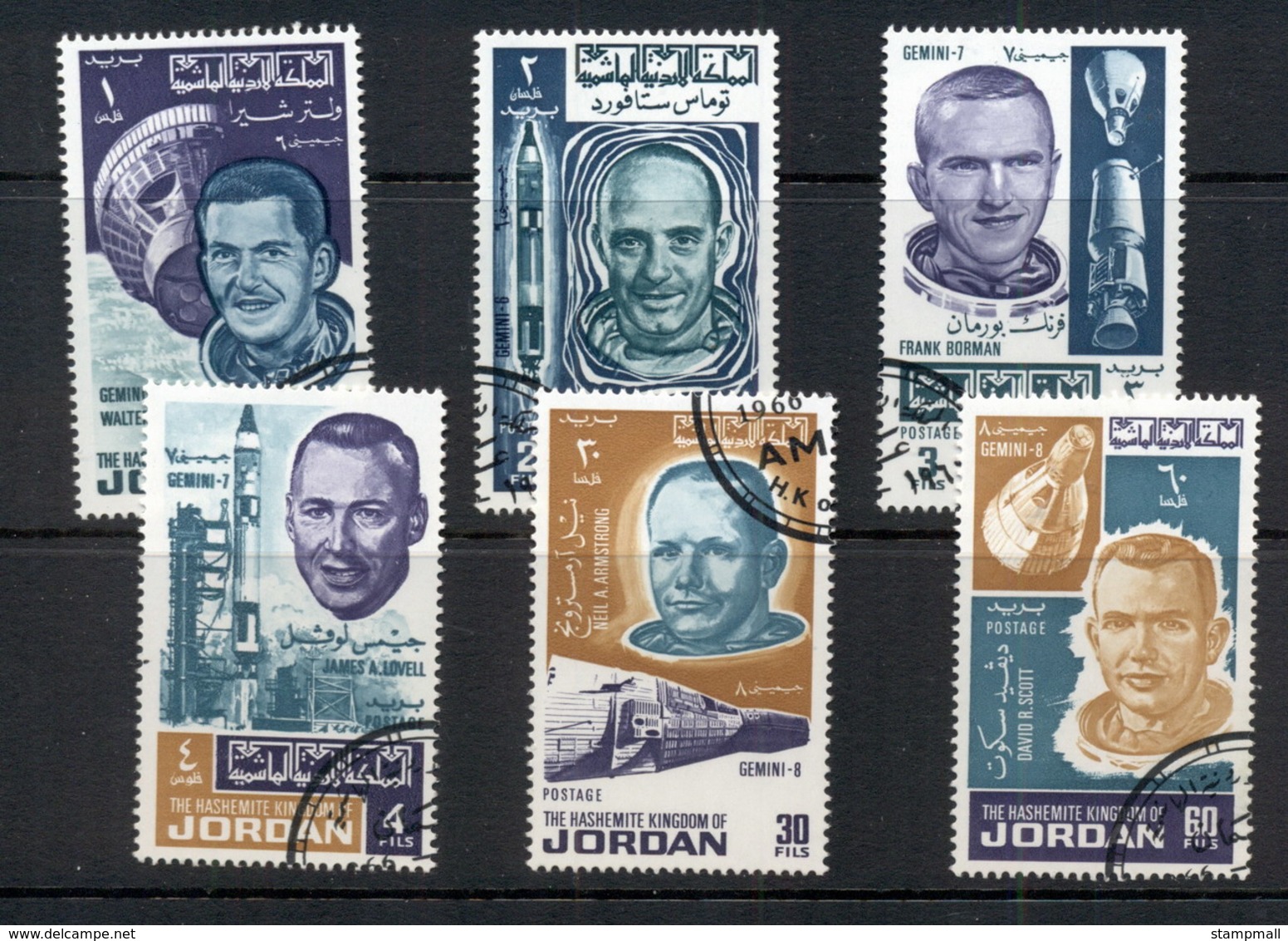 Jordan 1966 Astronauts & Spacecraft From Gemini Missions 6-8 CTO - Jordan