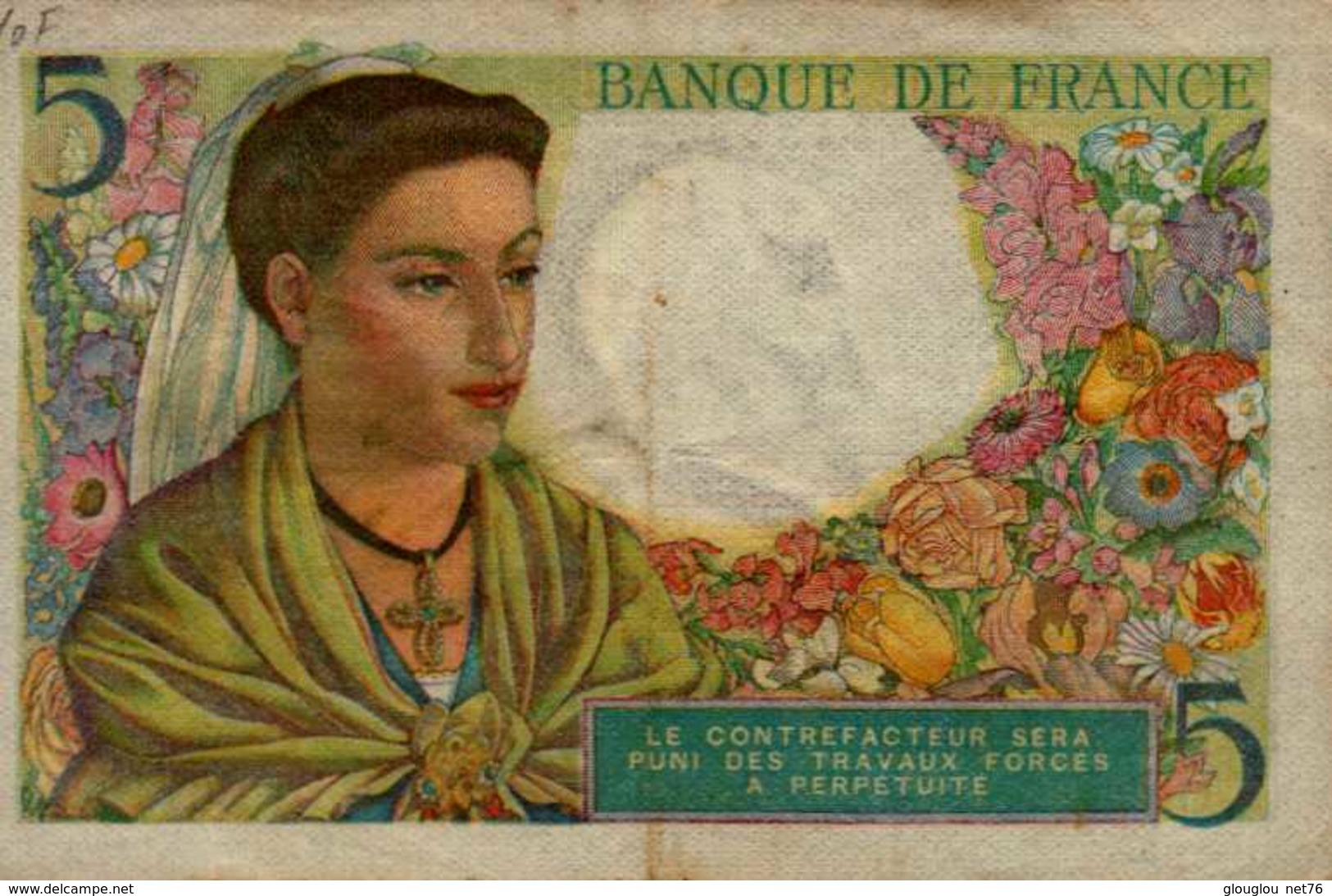 BANQUE DE FRANCE   BILLET DE 5F  1943 - 5 F 1943-1947 ''Berger''