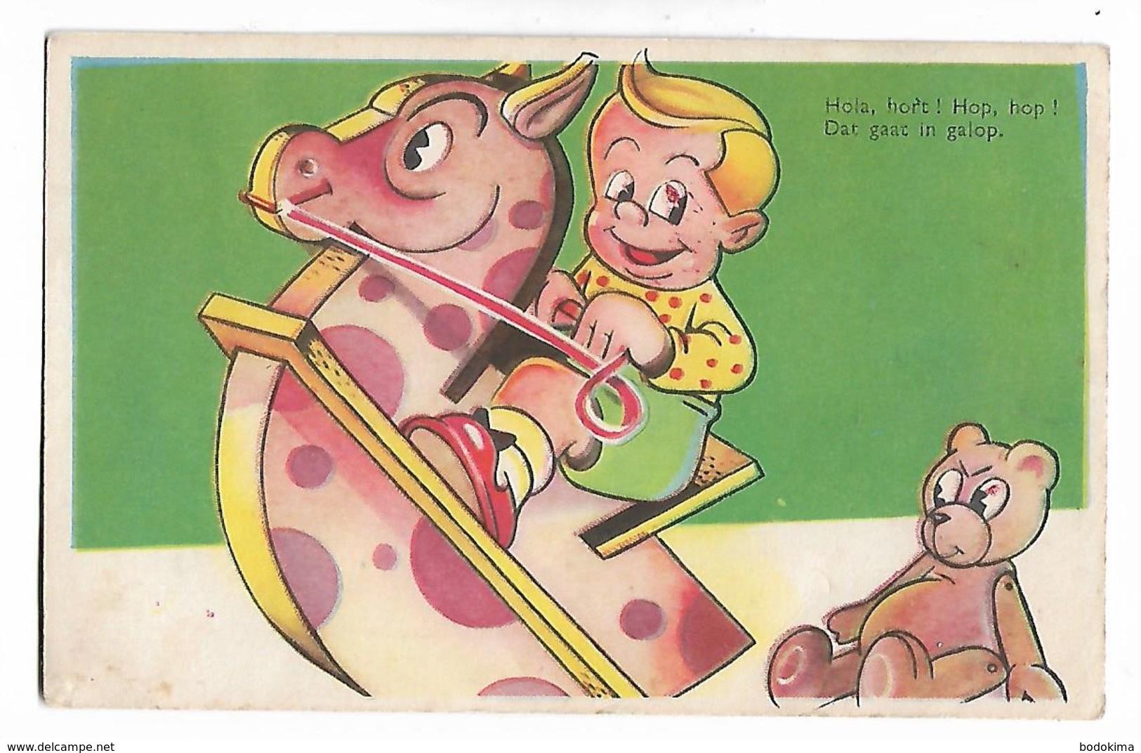 Fils , Cheval à Bascule Et  Nounours - Dessins D'enfants