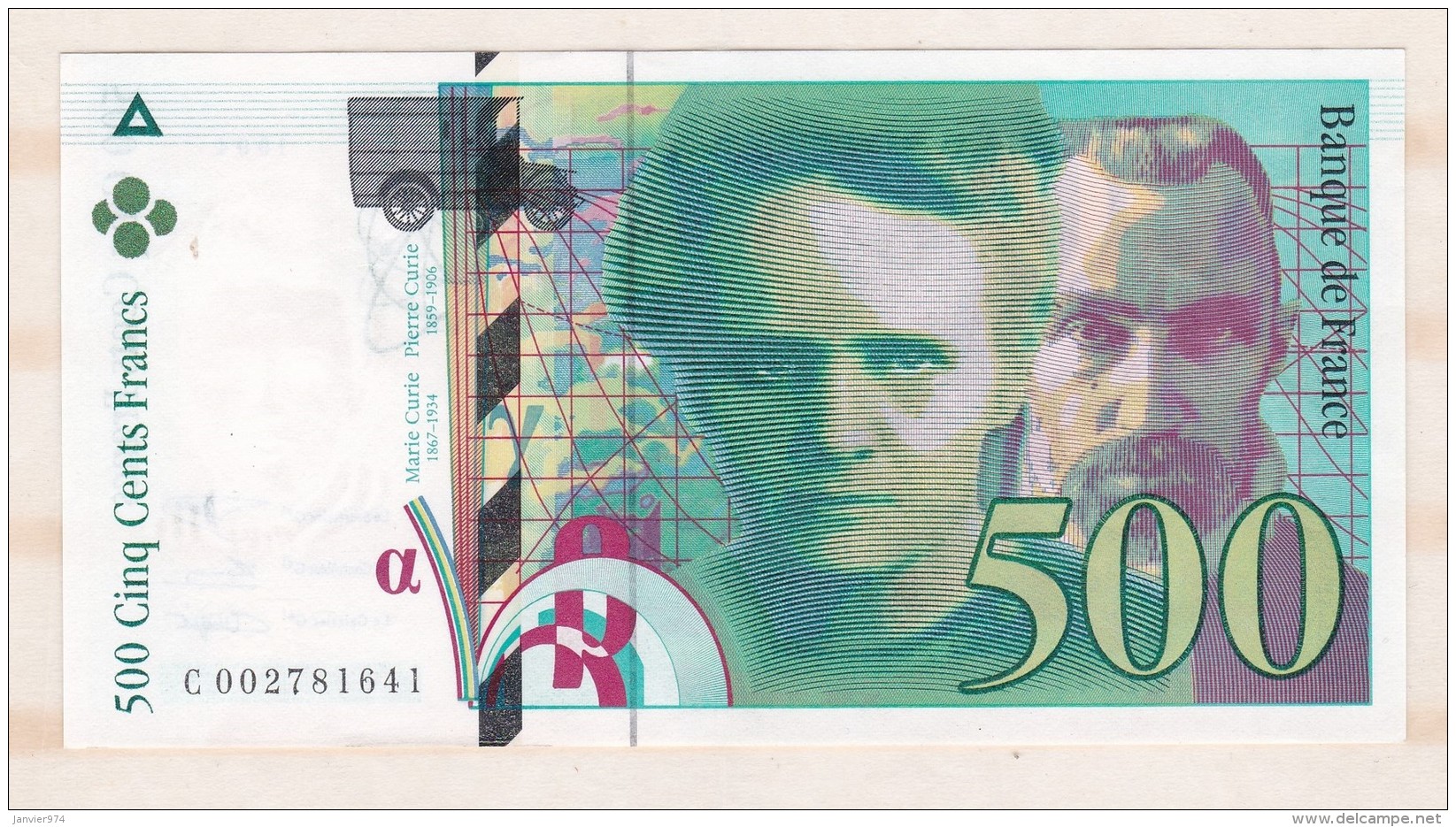 500 Francs Pierre Et Marie Curie 1994 N° C 002781641 Billet Neuf - 500 F 1994-2000 ''Pierre Et Marie Curie''