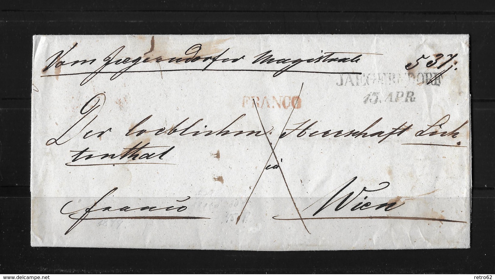 Vorphila Franco Brief Jägerndorf Wien 1849 - ...-1850 Voorfilatelie