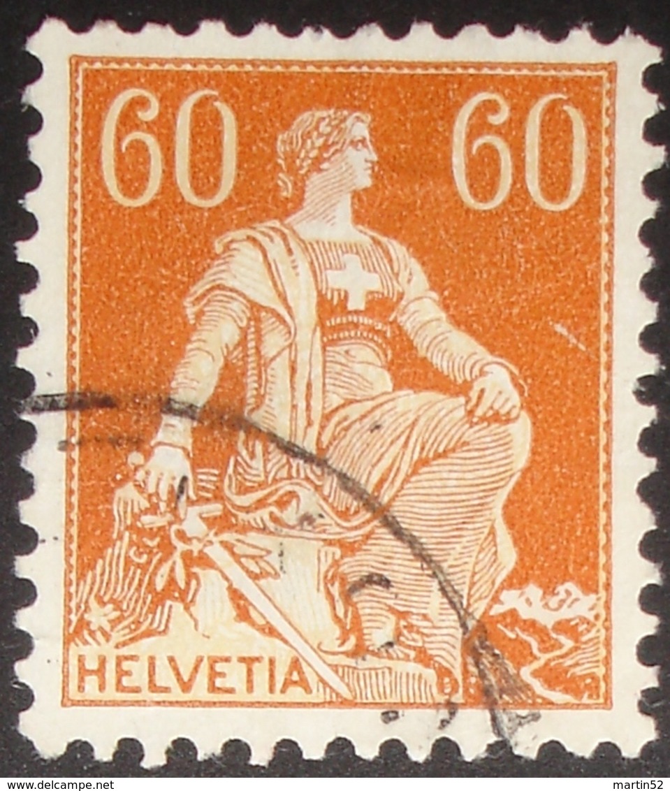 Schweiz Suisse 1940: "Helvetia "Zu+Mi 140y (glattes Kreide-Papier Lisse Crayeux) Mit Unlesbarem Stempel (Zu CHF 80.00) - Oblitérés