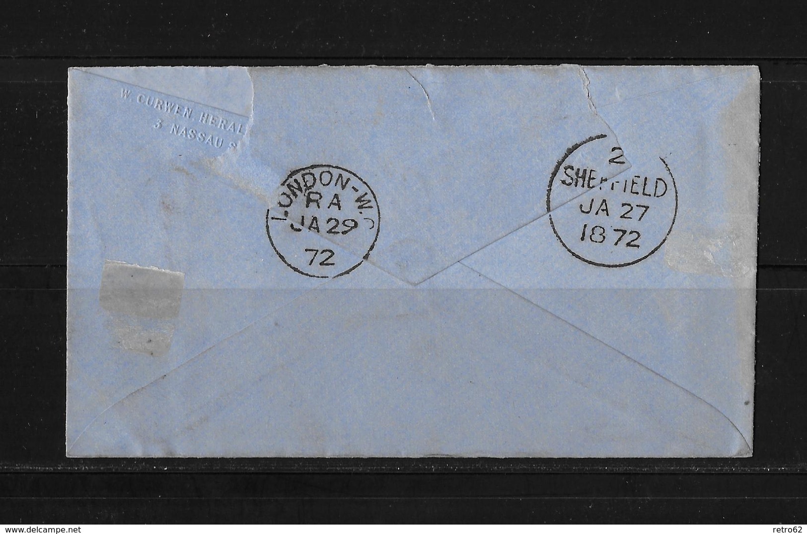 Großbritannien Brief Nantwich Sheffield London 1872 - Briefe U. Dokumente