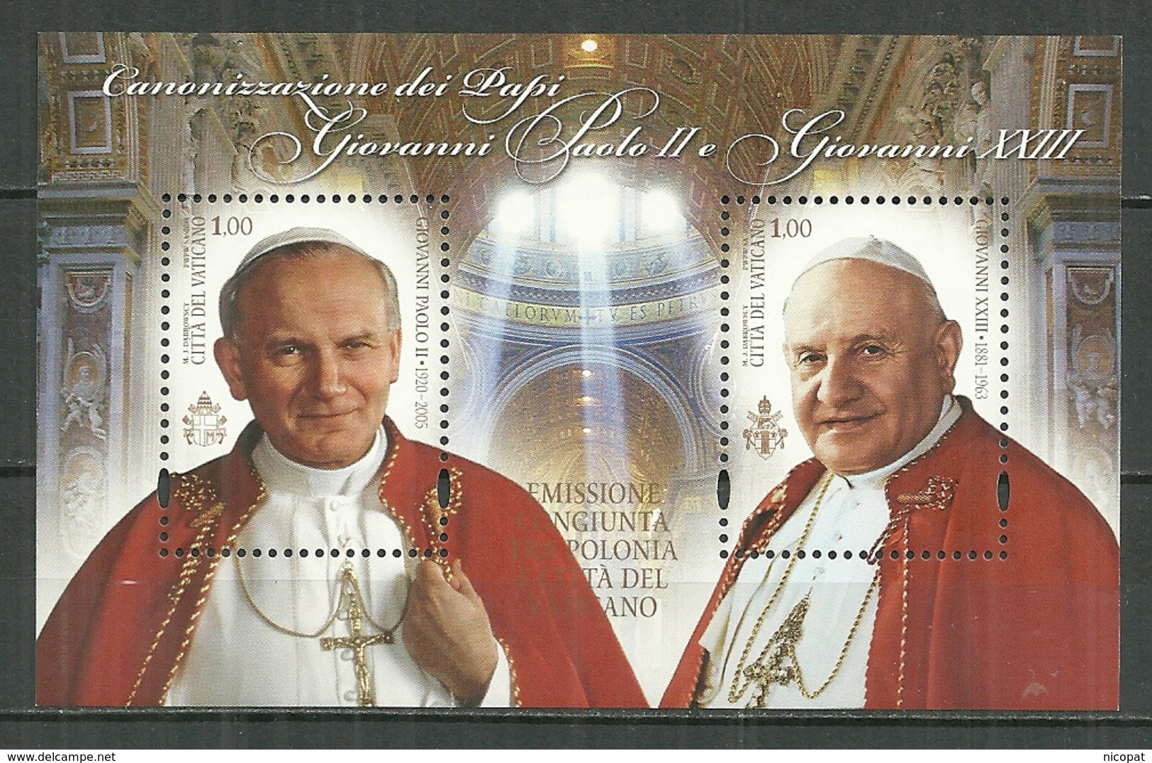 Vatican MNH ** 1654 Canonisation De Jean Paul II Pape Benoit XXIII Religion émission Commune Pologne Italie - Neufs