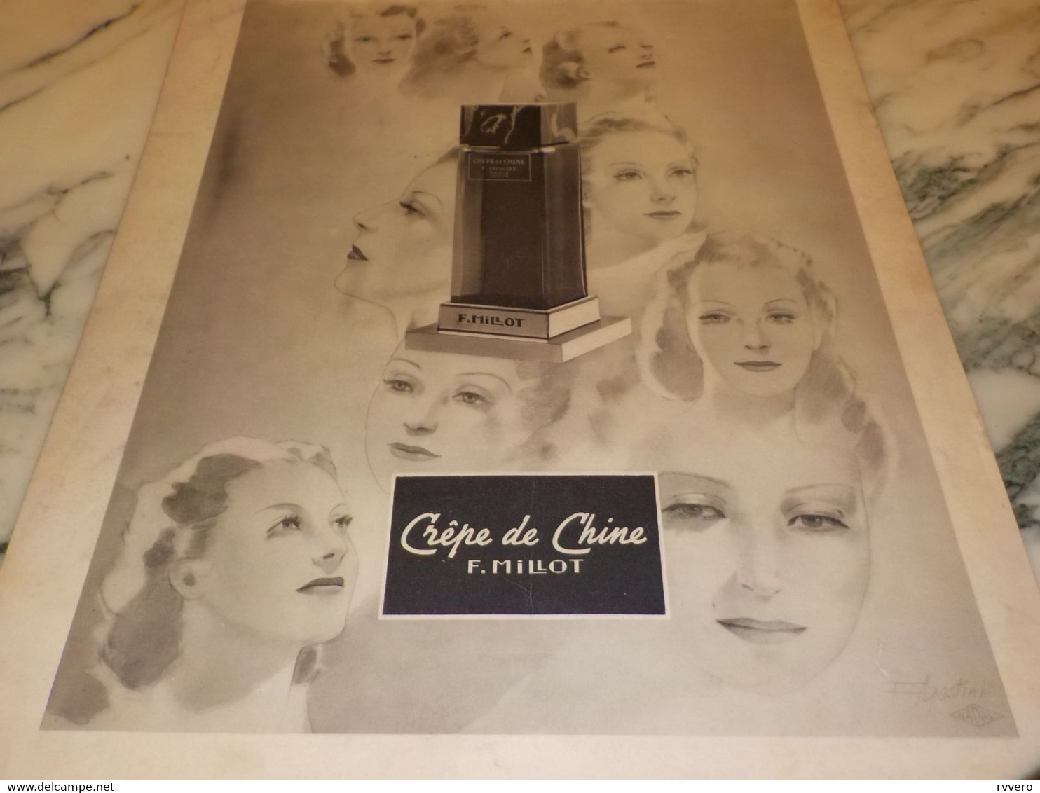 ANCIENNE PUBLICITE PARFUM CREPE DE CHINE DE F.MILLOT 1938 - Autres & Non Classés