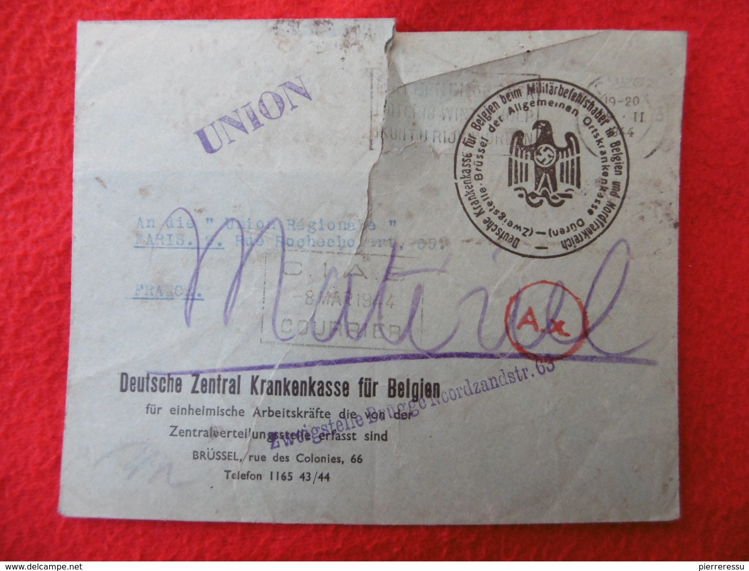 LETTRE FRANCE CACHET FRANCHISE MILITAIRE OCCUPATION ALLEMANDE EN BELGIQUE 1944 - Lettres & Documents