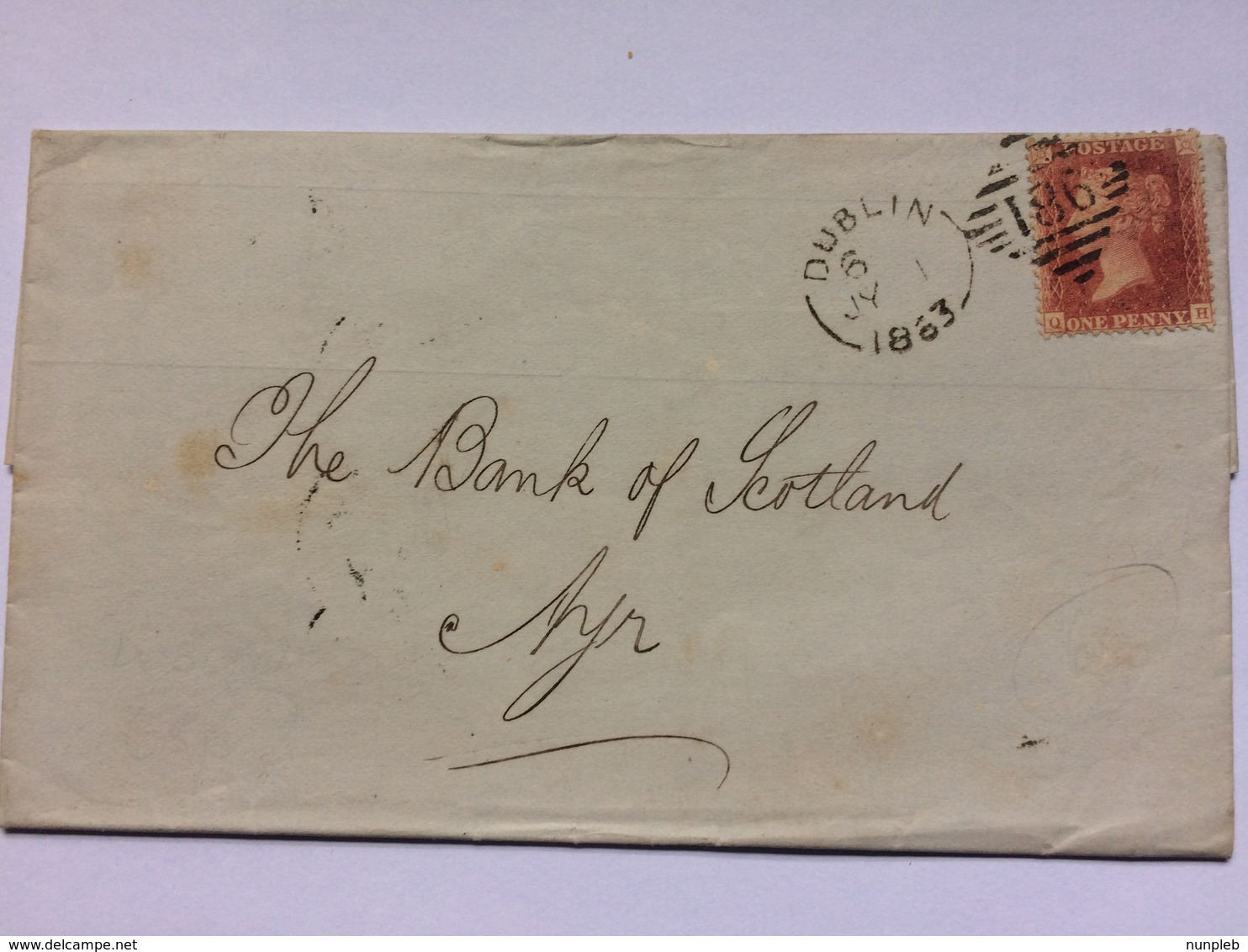 GB Victoria - 1d Red Star Entire Dublin Duplex To Ayr Scotland - Lettres & Documents