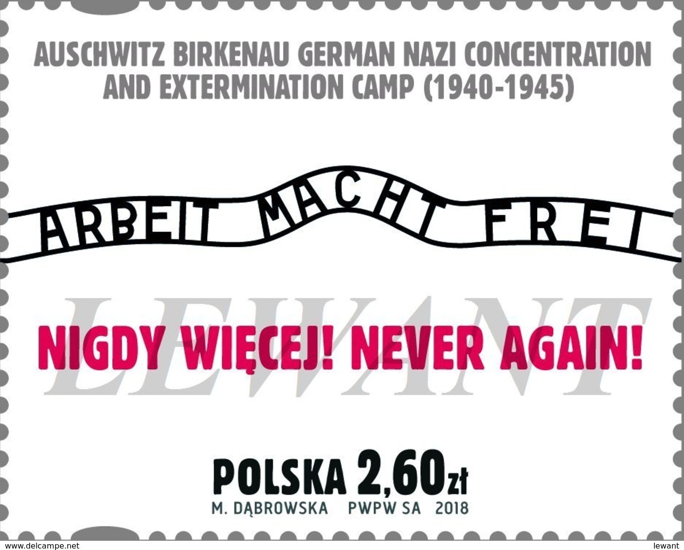 2018.01.27. Never Again! Auschwitz-Birkenau German Nazi Concentration And Extermination Camp - MNH - Unused Stamps