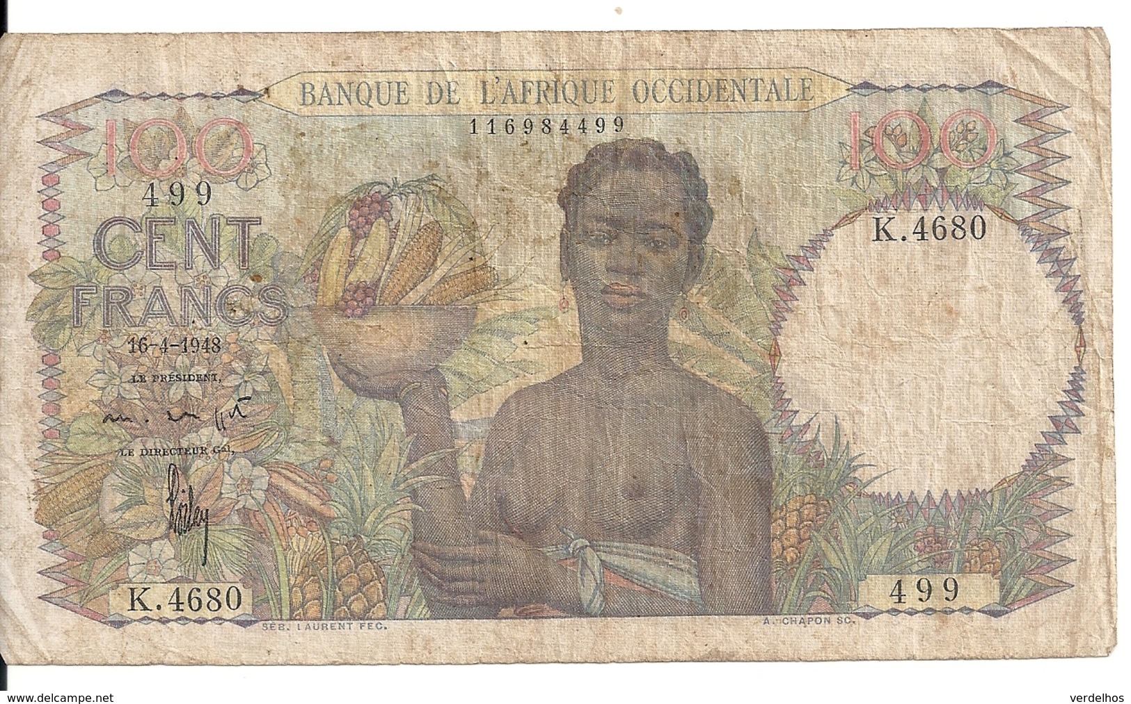 AFRIQUE OCCIDENTALE 100 FRANCS 1948 VG+ P 40 - Autres - Afrique