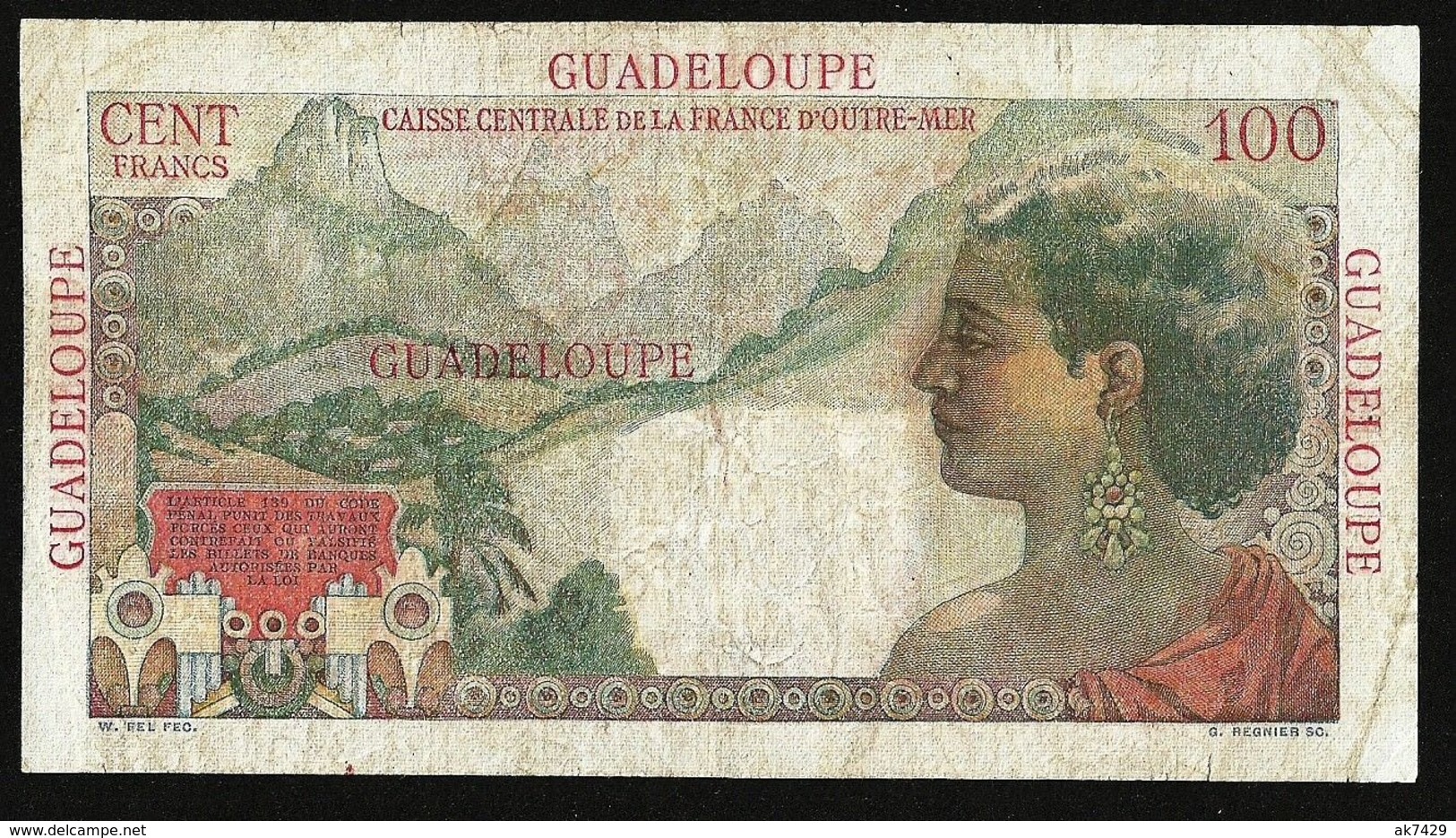 GUADELOUPE 100 FRANCS (1947-49) P-35 VF - Other - America