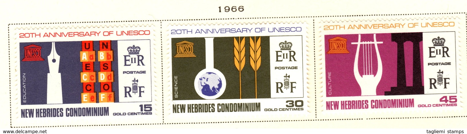 New Hebrides, 1966, SG 122 - 124, Complete Set Of 3, Mint Hinged - Unused Stamps