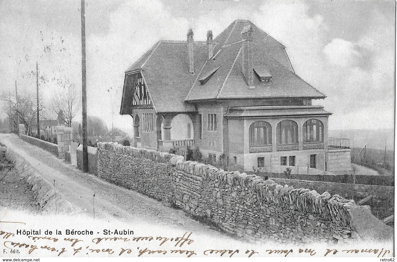 LA BÉROCHE → Hôpital De La Béroche - St.Aubin Anno 1907 ►Balkenstempel GORGIER◄ - Gorgier