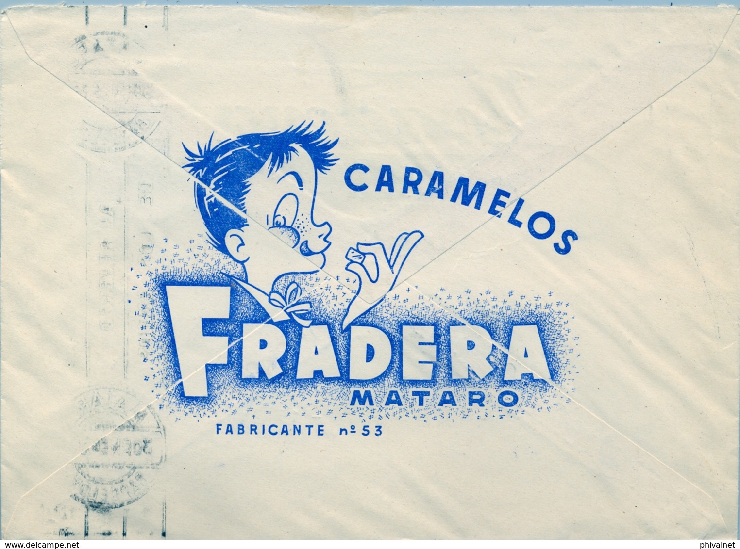 1962 , BARCELONA , SOBRE COMERCIAL PUBLICITARIO , FRADERAS - FÁBRICA DE DULCES , MATARÓ - Cartas & Documentos