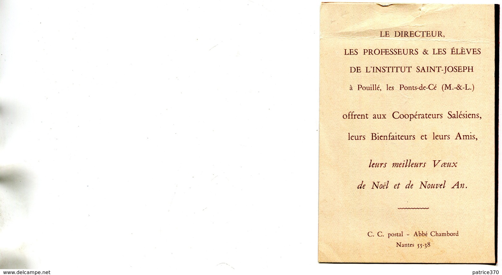 Dépliant Double Calendrier Année 1949 Publicité Institut St Joseph Pouillé Les Ponts De Cé Et CCP Abbé Chambord Indiqué - Publicités