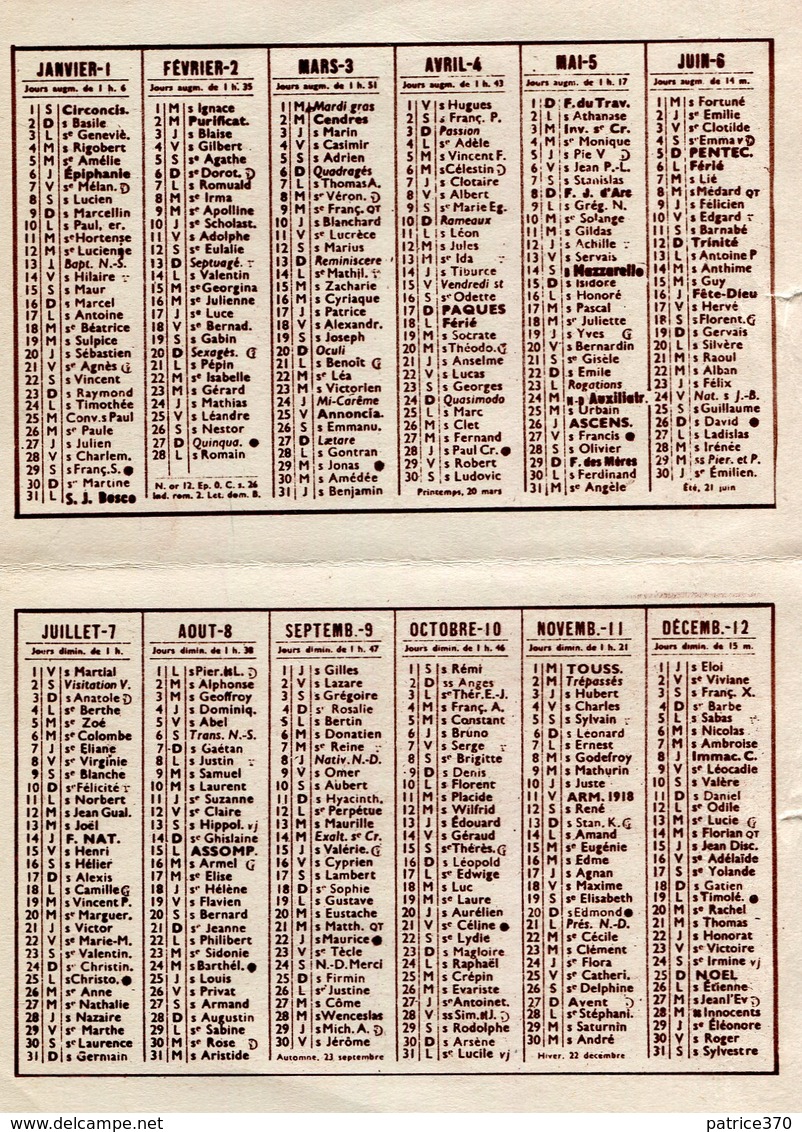 Dépliant Double Calendrier Année 1949 Publicité Institut St Joseph Pouillé Les Ponts De Cé Et CCP Abbé Chambord Indiqué - Publicités