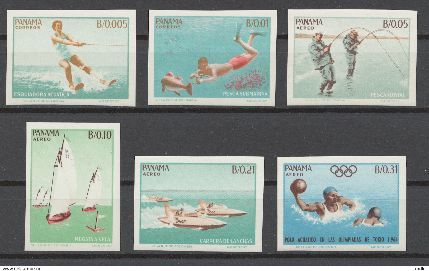 Panama 1964 Mi# 740-45+ Bl.22** AQUATIC SPORTS, OLYMPIC GAMES TOKYO 64 - Panama