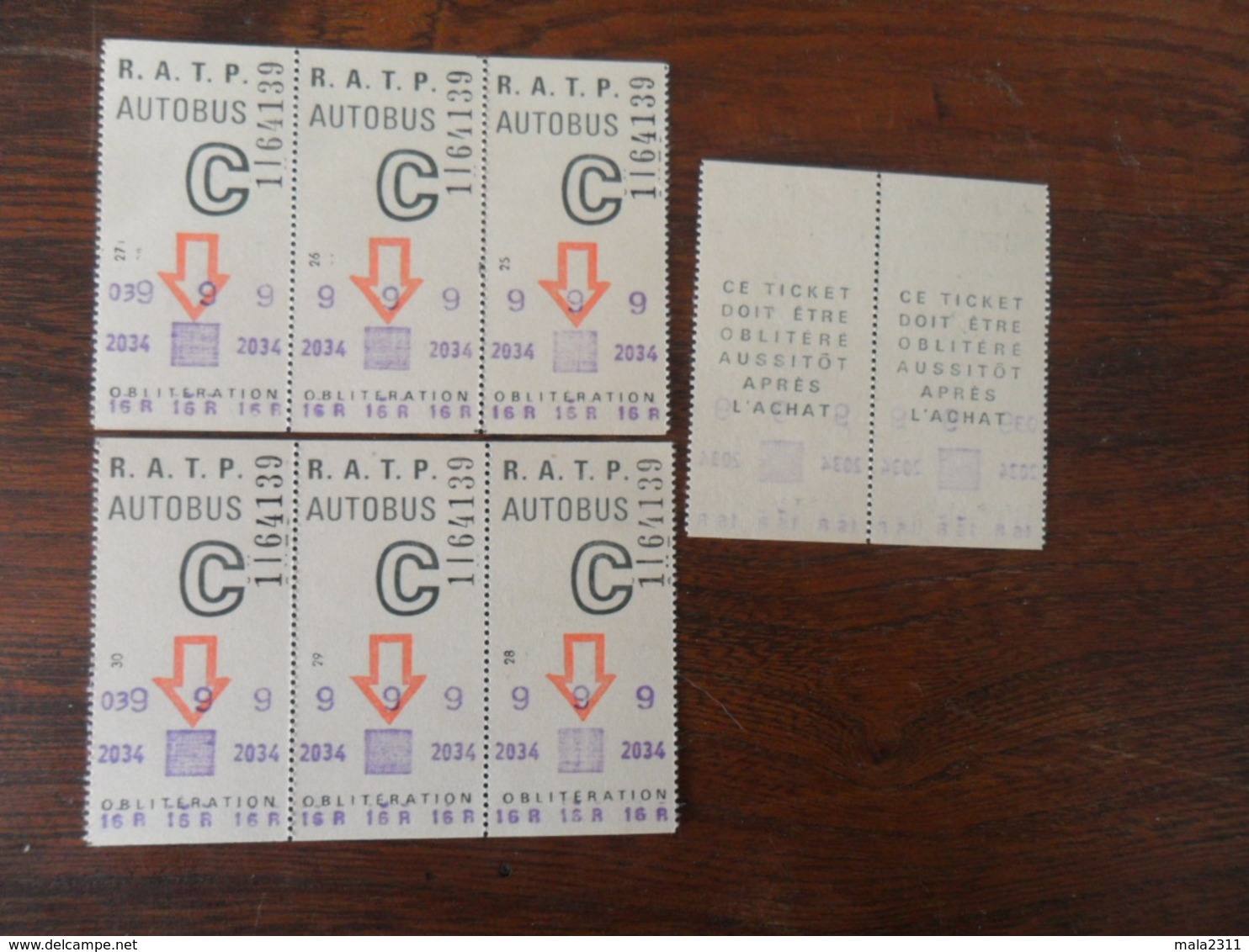 ANCIEN TICKET  BUS METRO  /  8 TICKETS   RATP - Autres & Non Classés