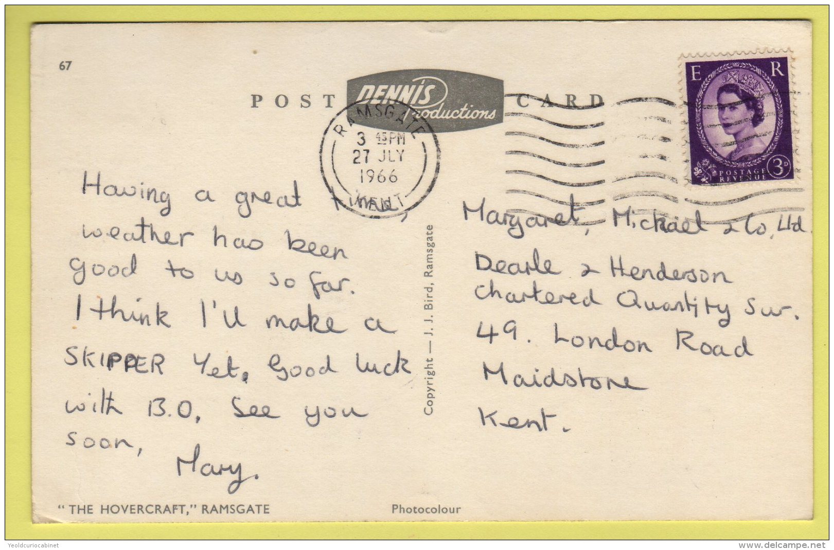 Kent - Ramsgate, The Hovercraft - Photo Precision Postcard - 1966 - Ramsgate