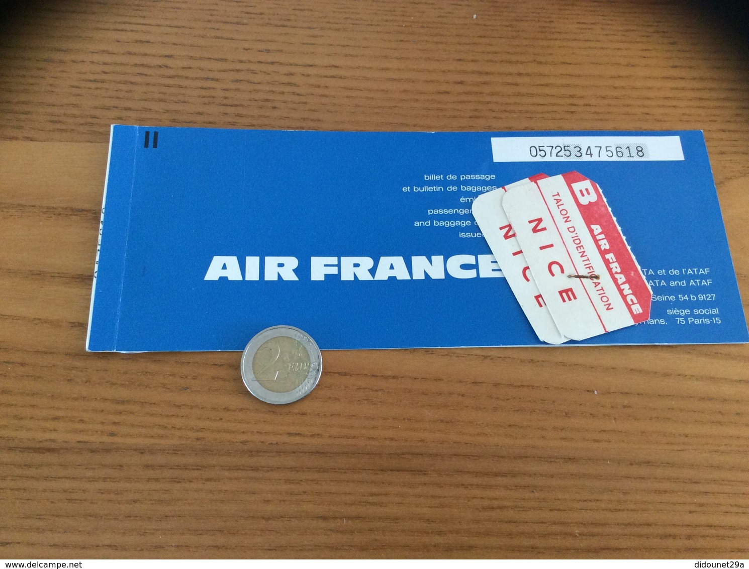 Billet D'avion 1971 "AIR FRANCE - PARIS - NICE / TOTAL" + TALON D’IDENTIFICATION - Europa