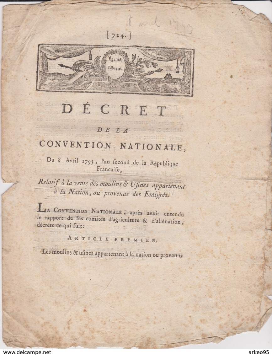 Décret De La Convention Et Proclamation Du Pouvoir Exécutif Sur La Confiscation Des Biens Des émigrés - Decreti & Leggi