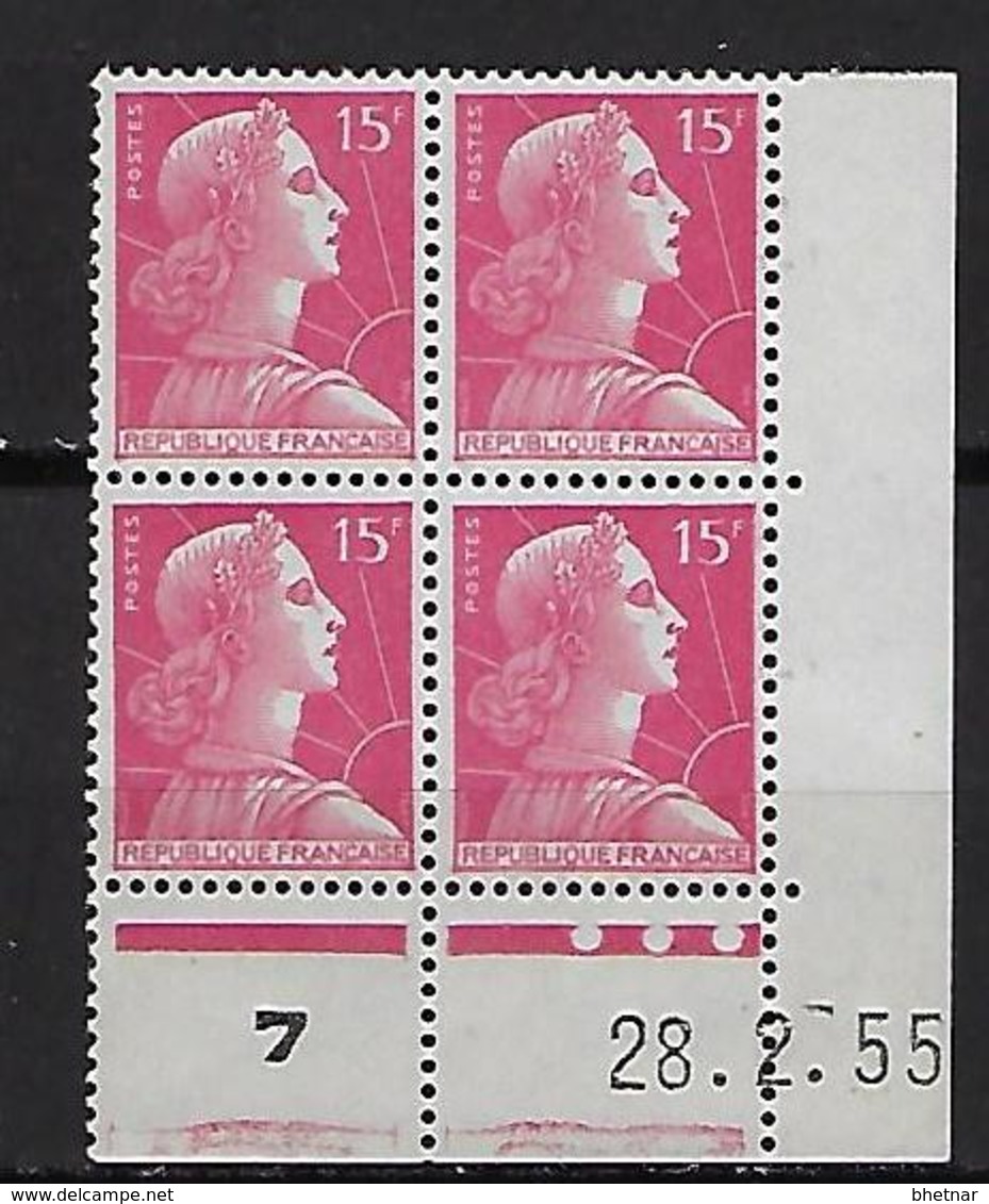 FR Coins Datés YT 1011 " Marianne Muller 15F. Rose " Neuf** Du 28.2.55 - 1950-1959