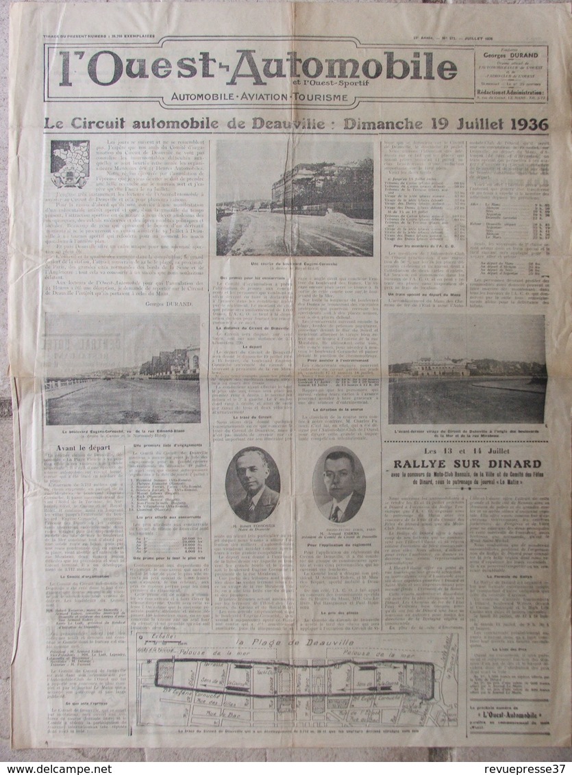 Journal L'Ouest Automobile (juil 1936) Circuit Automobile De Deauville - - Autres & Non Classés