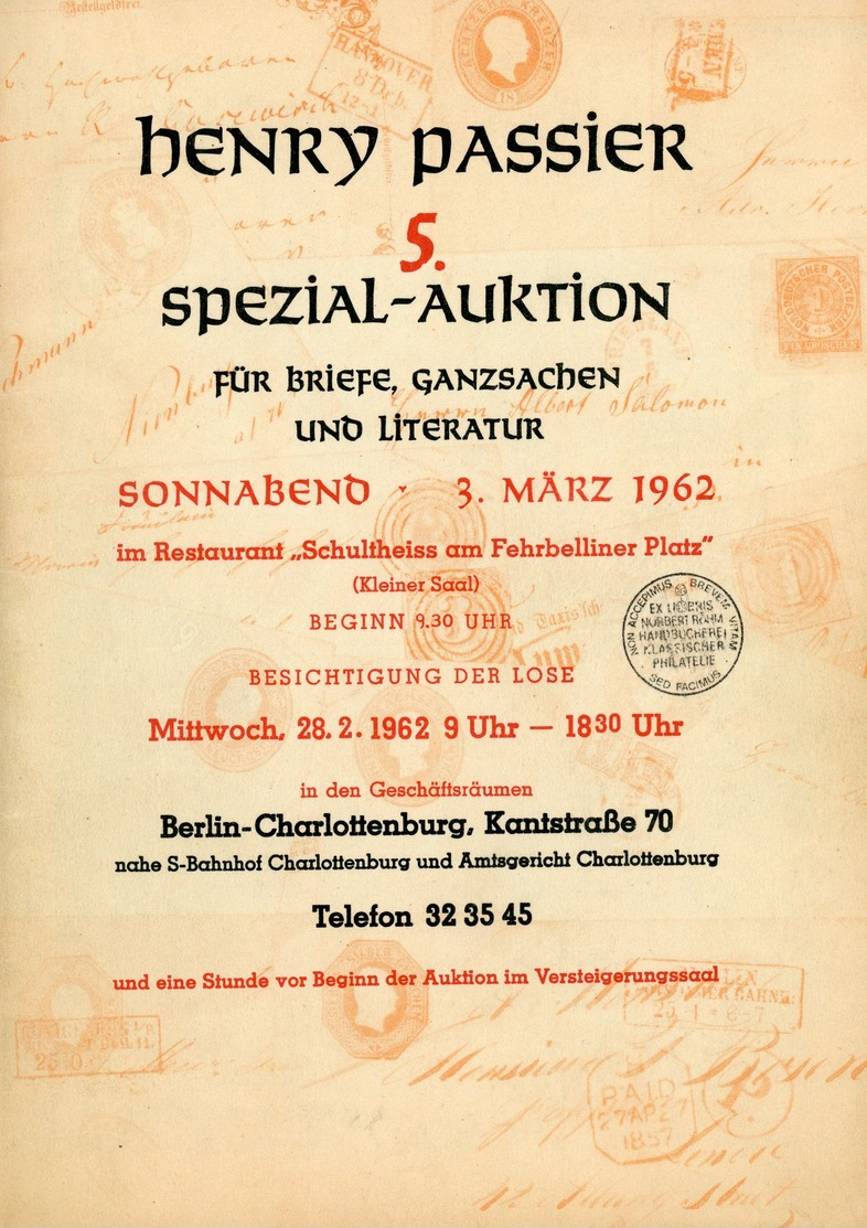 5. Passier  Auktion 1962 - Auktionskataloge