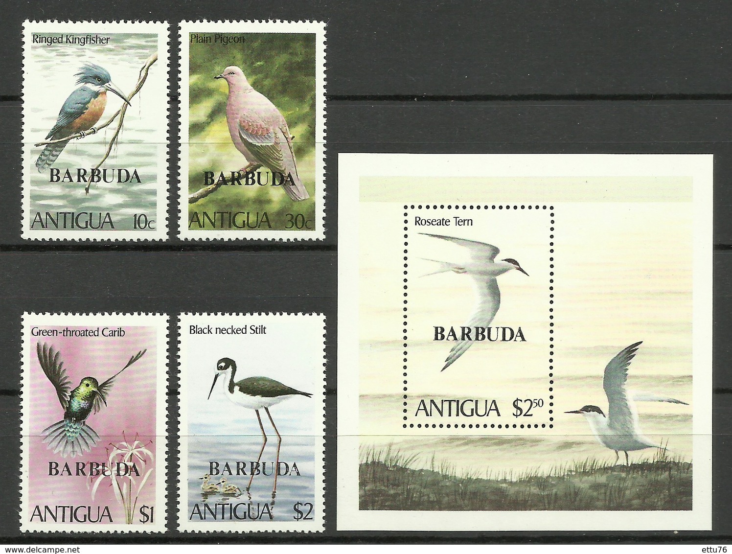 BARBUDA  1980  OVERPRINTED  BIRDS  SET & MS  MNH - Altri & Non Classificati