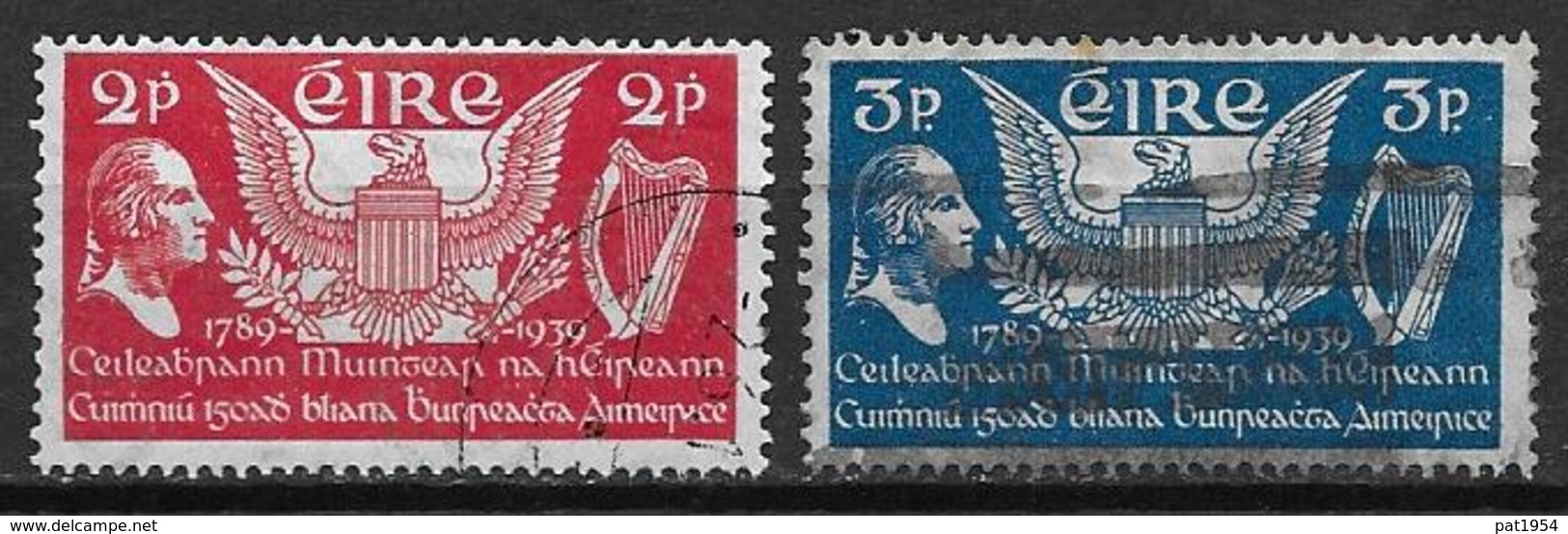 Irlande 1939 N°75/76 Oblitérés Constitution Des Etats Unis - Used Stamps