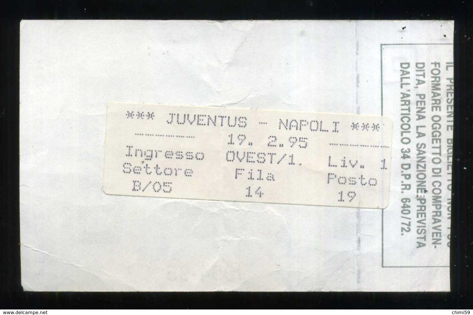 JUVENTUS NAPOLI -  BIGLIETTO STADIO - STADIUM TICKET - STADE - ESTADIO - CALCIO - FOOTBALL - FOOT-BALL - Altri & Non Classificati