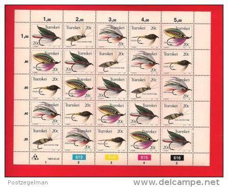 TRANSKEI, 1983, MNH Stamp(s) In Full Sheets, Fishing Flies,  Nr(s) 115-119, S716 - Transkei