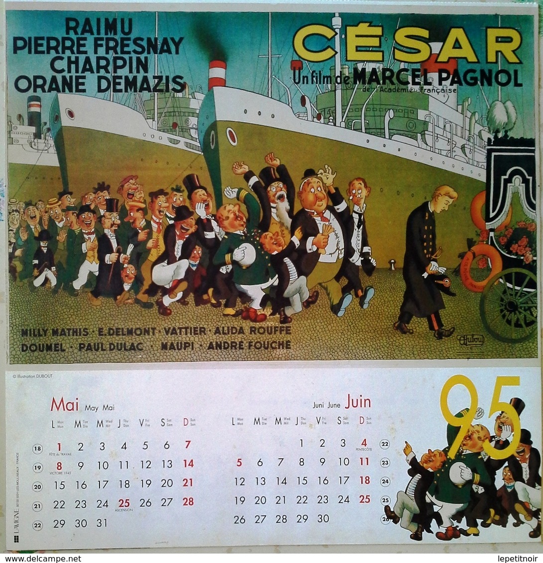 Extrait Calendrier 1995 Illustration Albert Dubout (4 Pages) Film Marius César Clochemerle Manon Des Sources - Grand Format : 1991-00