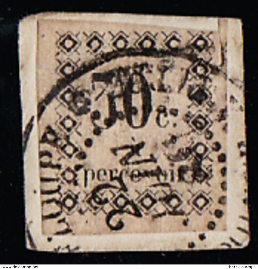 GUADELOUPE - TAXE N°  5 - 30c BLANC -  " V " AMPUTE - SUR FRAGMENT. - Timbres-taxe