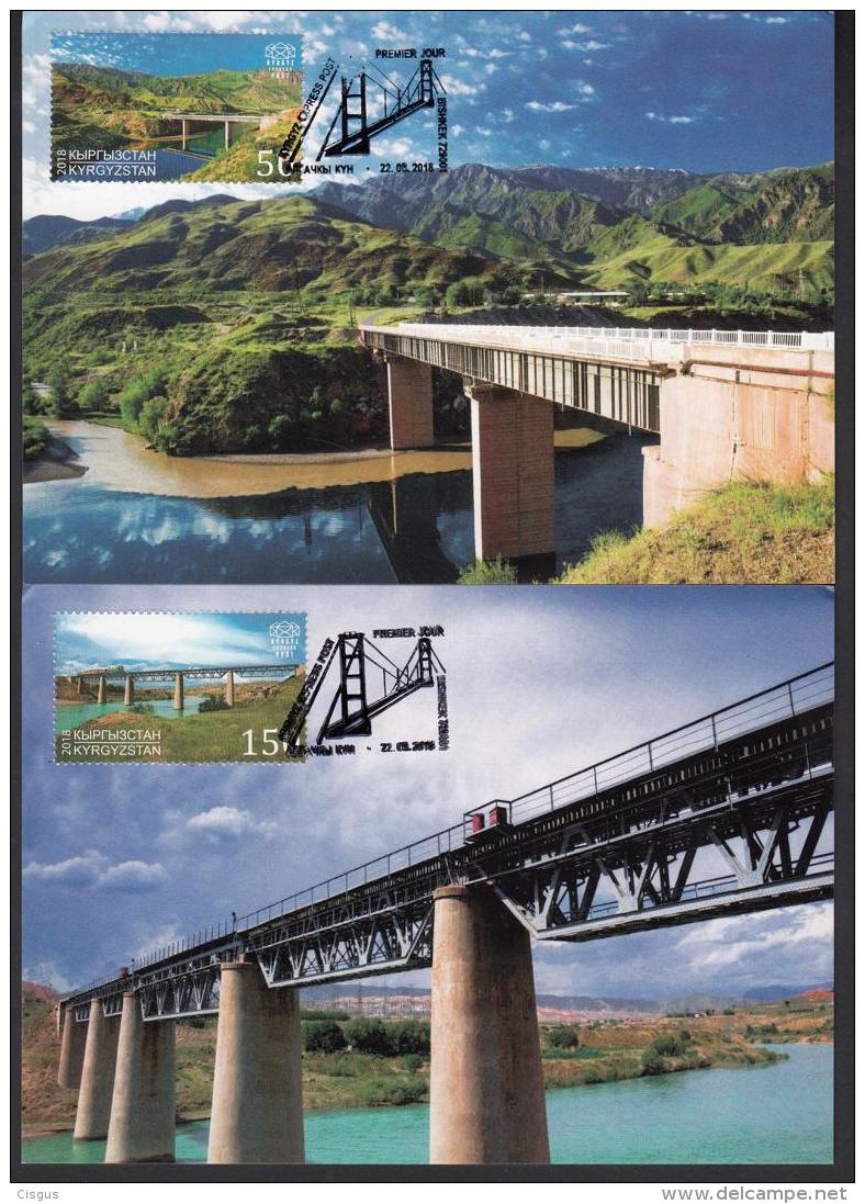 Kirgistan 2018 MNH** Mi. Nr. 98-99 Max Card Bridges Set - Kirgisistan