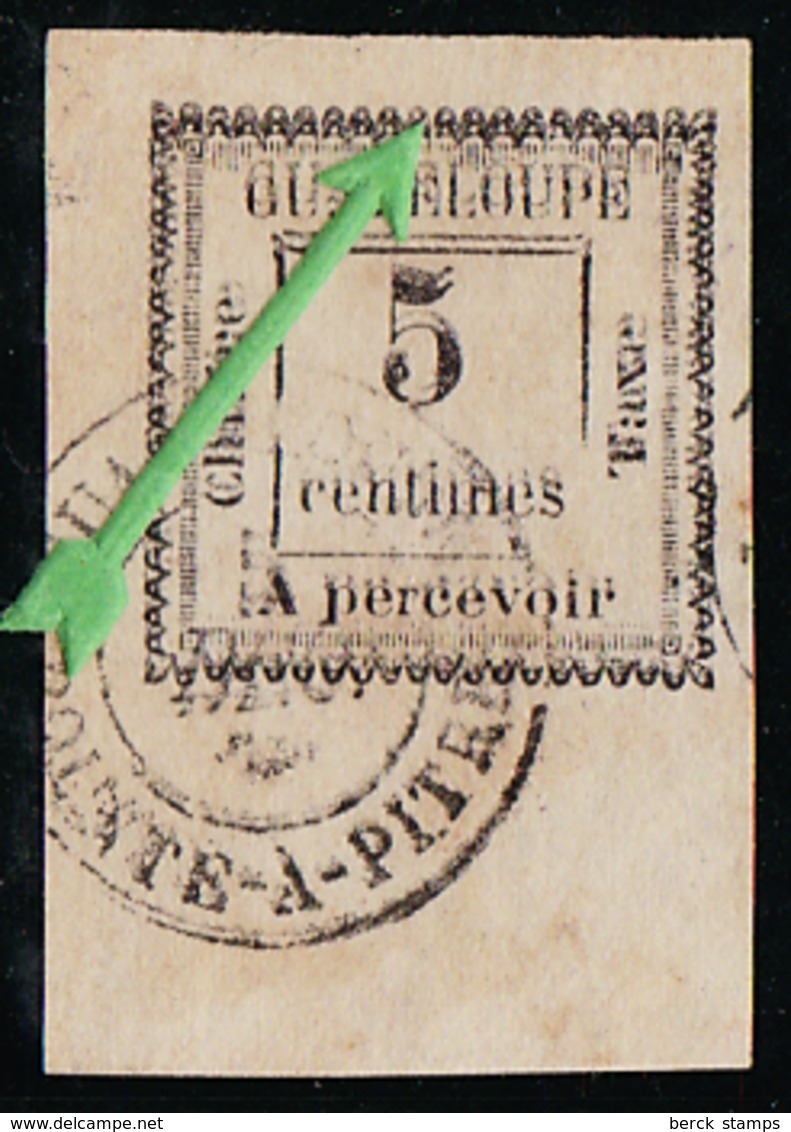 GUADELOUPE - TAXE N°  6a - 5 C BLANC - COIN DE FEUILLE - " DOUBLE IMPRESSION ". - Strafport