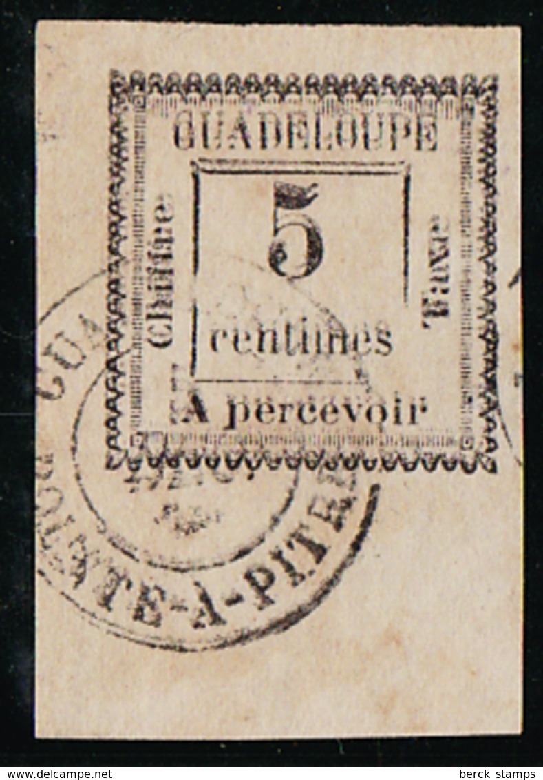 GUADELOUPE - TAXE N°  6a - 5 C BLANC - COIN DE FEUILLE - " DOUBLE IMPRESSION ". - Timbres-taxe