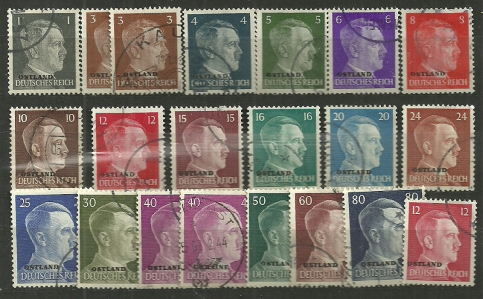 Dt. Bes., 2.WK, Ostland, Nr. 1-20, Gest. - Besetzungen 1938-45