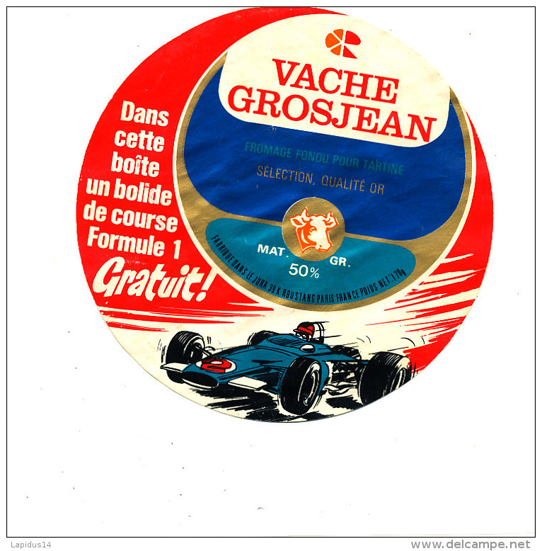 S 884  /  ETIQUETTE DE FROMAGE-   VACHE GROSJEAN  UN BOLIDE DE COURSE FORMULE 1 GRATUIT - Fromage