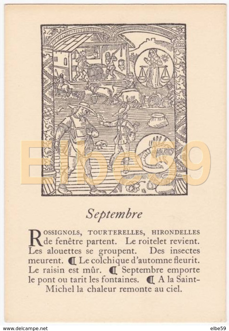 Gravure (reproduction), Le Mois De L'année, Septembre, De Nicolas Le Rouge, Troyes, 1496, Neuve - Fiabe, Racconti Popolari & Leggende