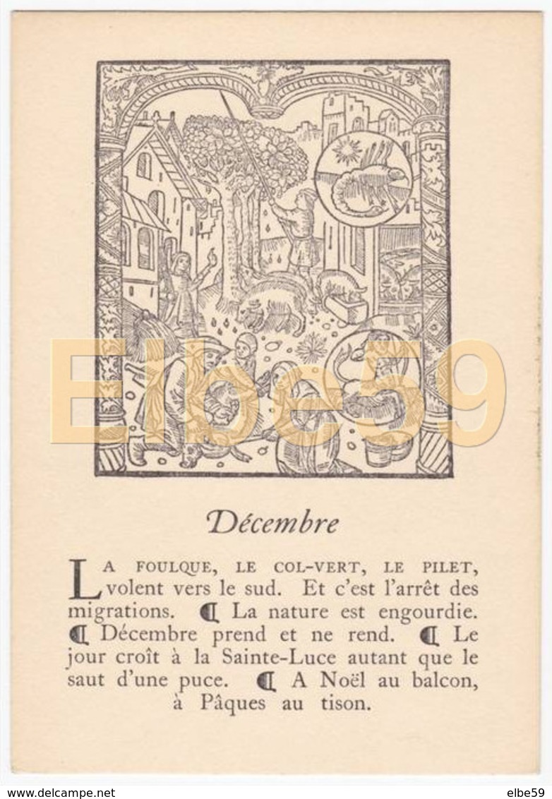 Gravure (reproduction), Le Mois De L'année, Décembre, De Nicolas Le Rouge, Troyes, 1496, Neuve - Contes, Fables & Légendes