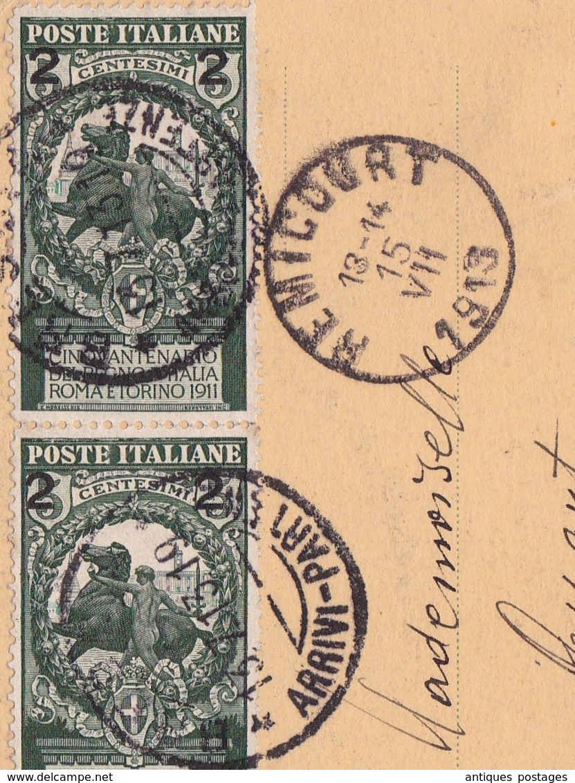 Carte Postale Brescia Italia 1913 Remicourt Belgique Verona Anniversario Dell'Unità D'Italia - Autres & Non Classés