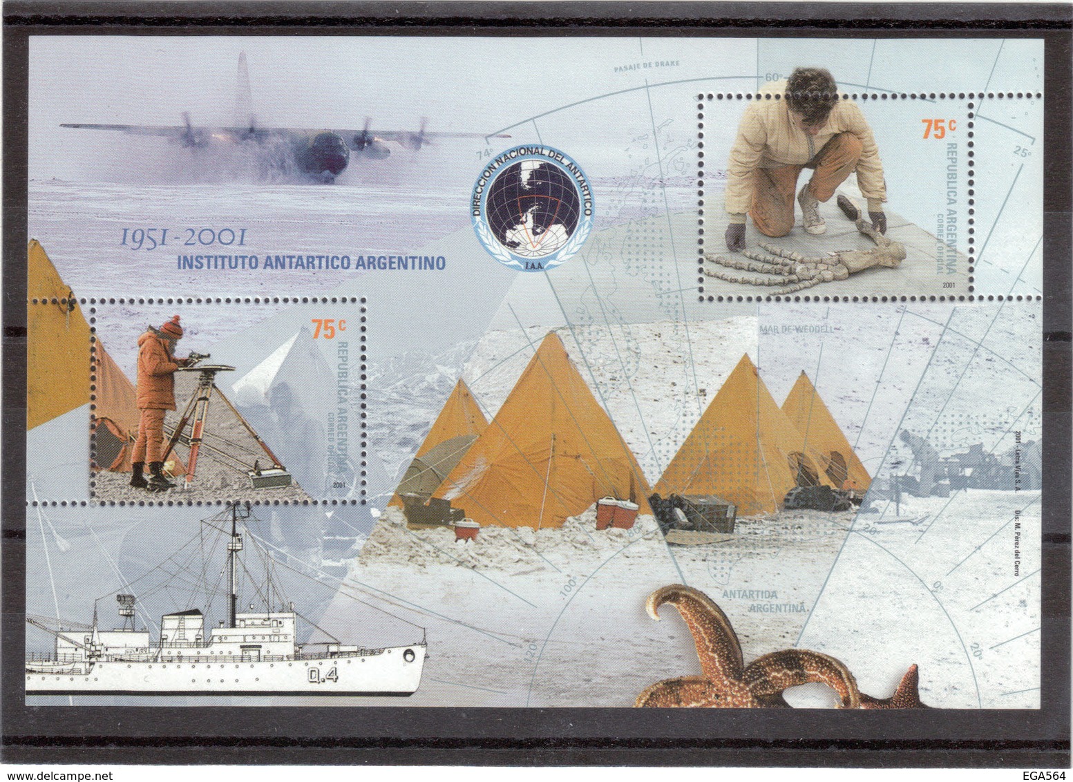 V5 - POLAIRE - Bloc Feuillet BF 75** De 2001 - Institut Antarctique Argentin 1951-2001. - Neufs