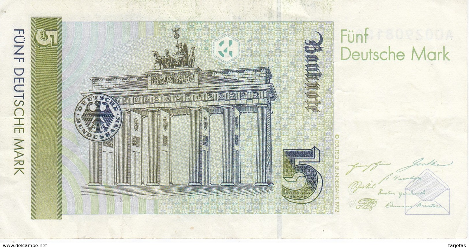 BILLETE DE ALEMANIA DE 5 MARK DEL AÑO 1991   (BANKNOTE) - 5 Deutsche Mark