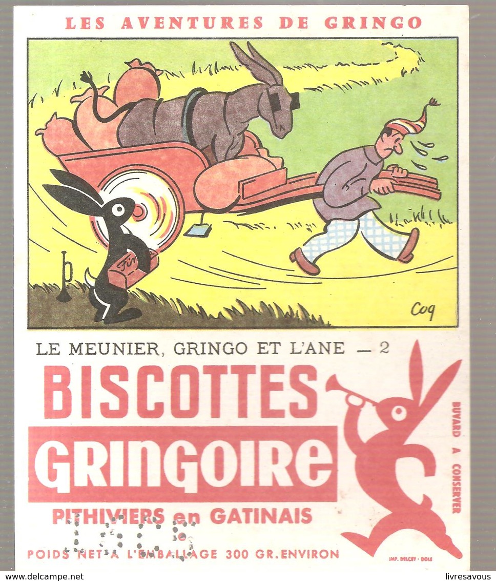 Buvard GRINGOIRE Biscottes  Les Aventures De Gringo N°2 Le Meunier, Gringo Et L'âne Illustré Par COQ - Zwieback