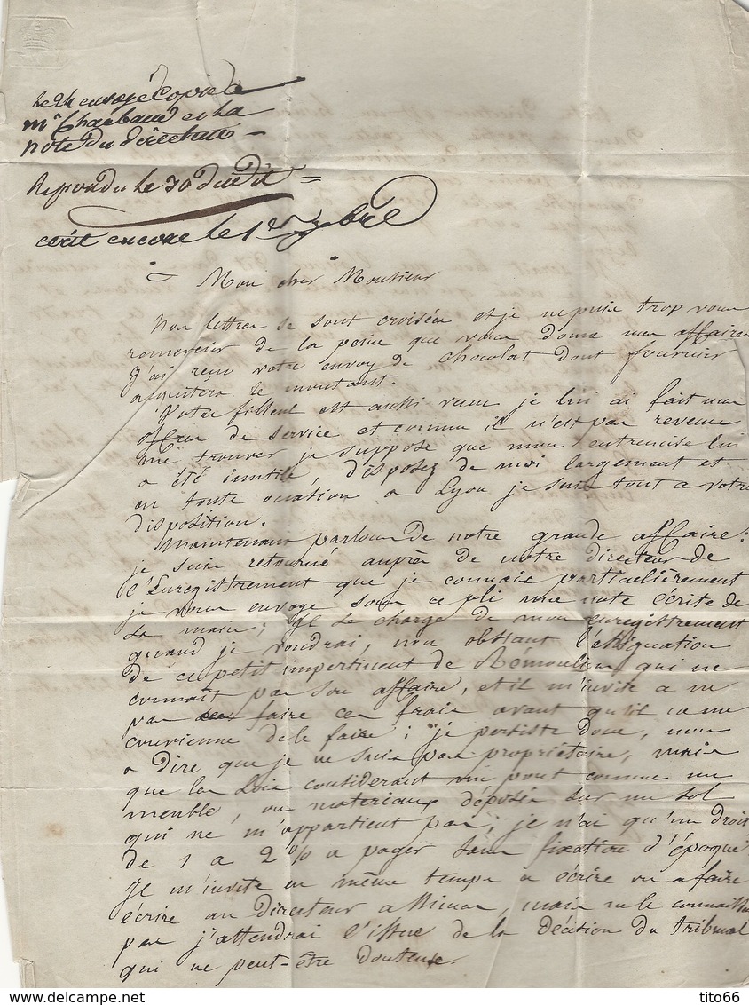 Jolie Lettre Avec Correspondance De LYON Vers Rémoulins En PP 20 Aout 1833 - 1801-1848: Précurseurs XIX