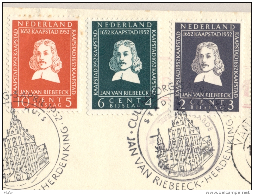 Nederlands - 1952 - Rijke Frankering Op Van Riebeeck Cover Heen En Weer Den Haag - Johannesburg / South Africa - Briefe U. Dokumente