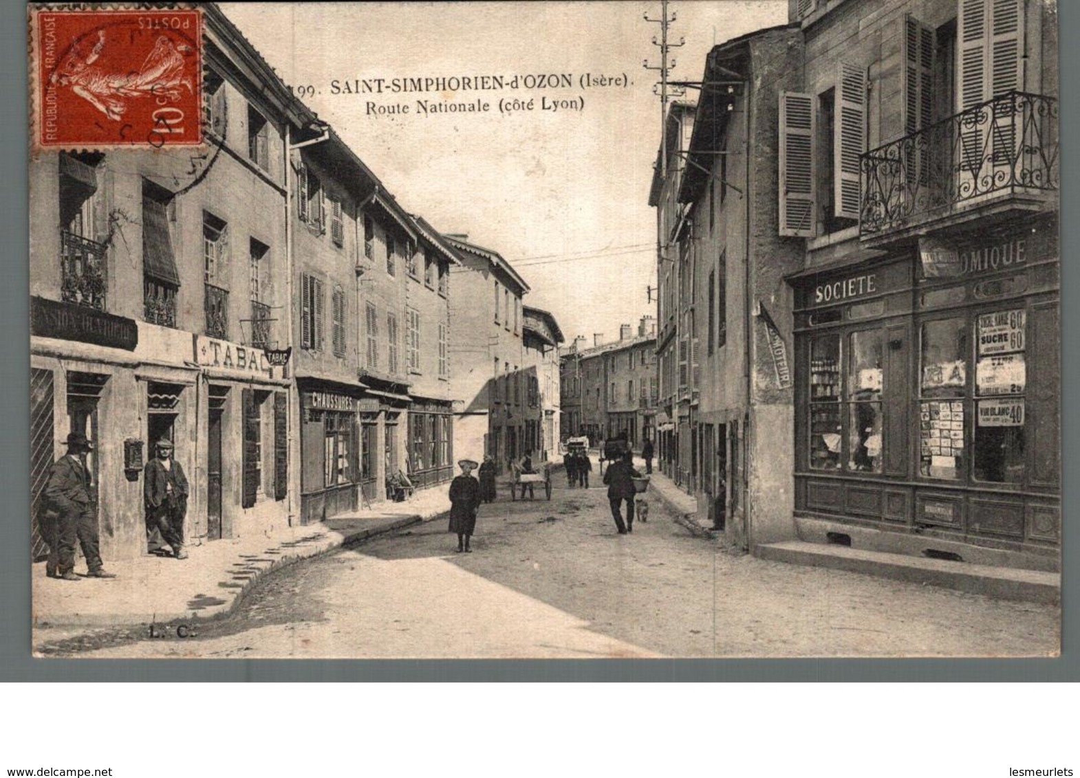 Cpa 38 Saint St Simphorien D'Ozon Route Nationale Côté Lyon Animation Déstockage à Saisir - Autres & Non Classés