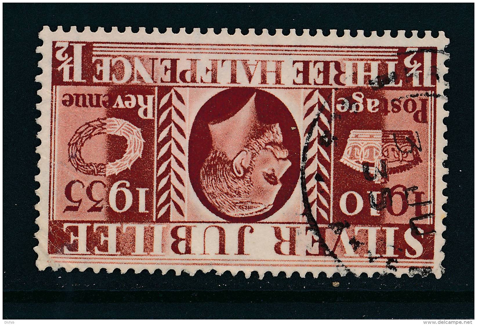 GB, 1935 Silver Jubilee 1&frac12;d Wmk INVERTED (N) - Gebruikt